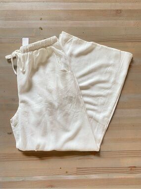 Millibon Linen Wide-Leg Drawstring Pants White - Medium